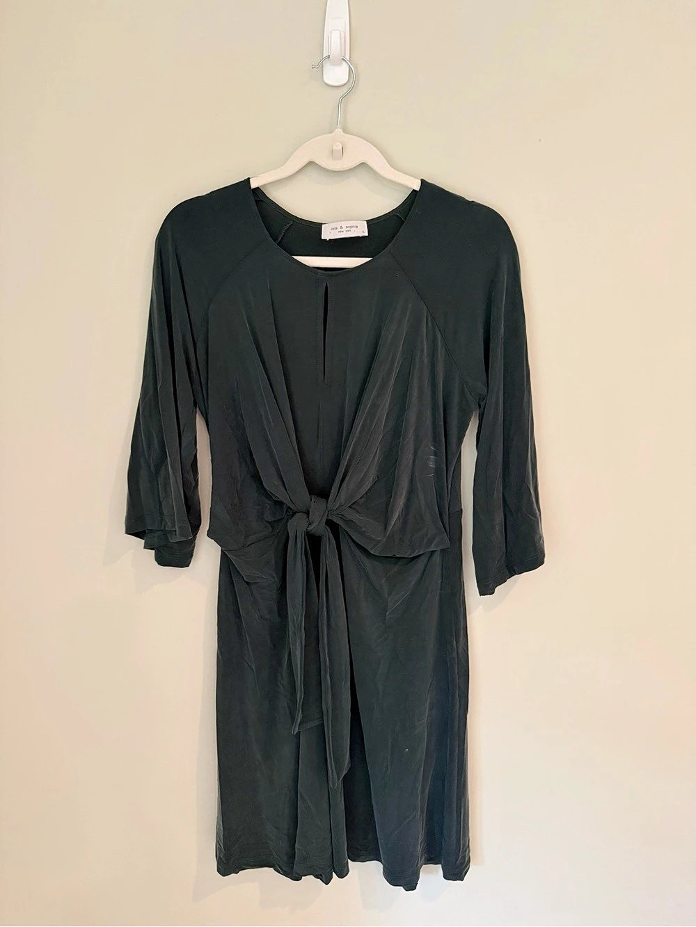 Lola & Sophie Dark Green Tie Front Dress Size Small